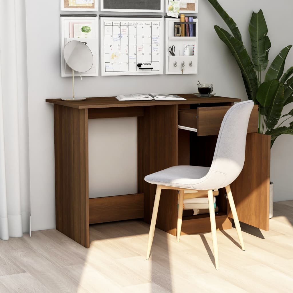VidaXL Bureau 100x50x76 cm bewerkt hout bruineikenkleurig