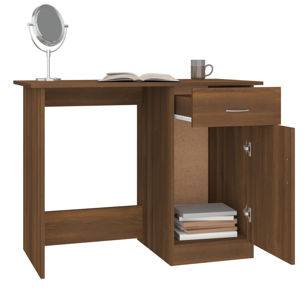 VidaXL Bureau 100x50x76 cm bewerkt hout bruineikenkleurig