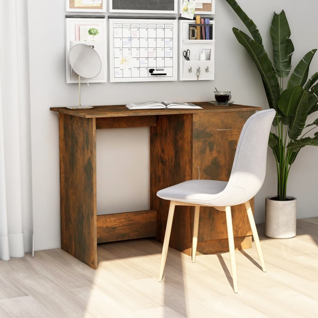 VidaXL Bureau 100x50x76 cm bewerkt hout gerookt eikenkleurig