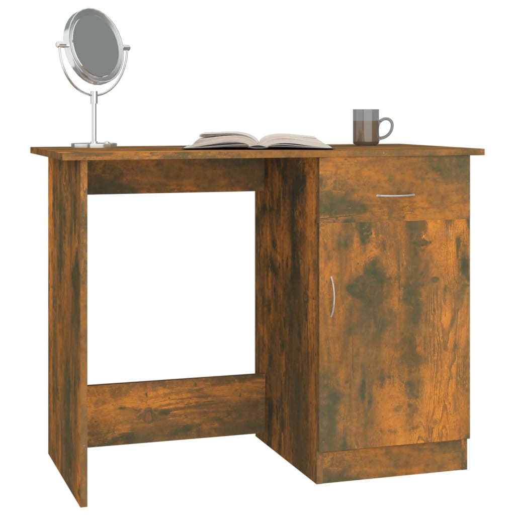VidaXL Bureau 100x50x76 cm bewerkt hout gerookt eikenkleurig