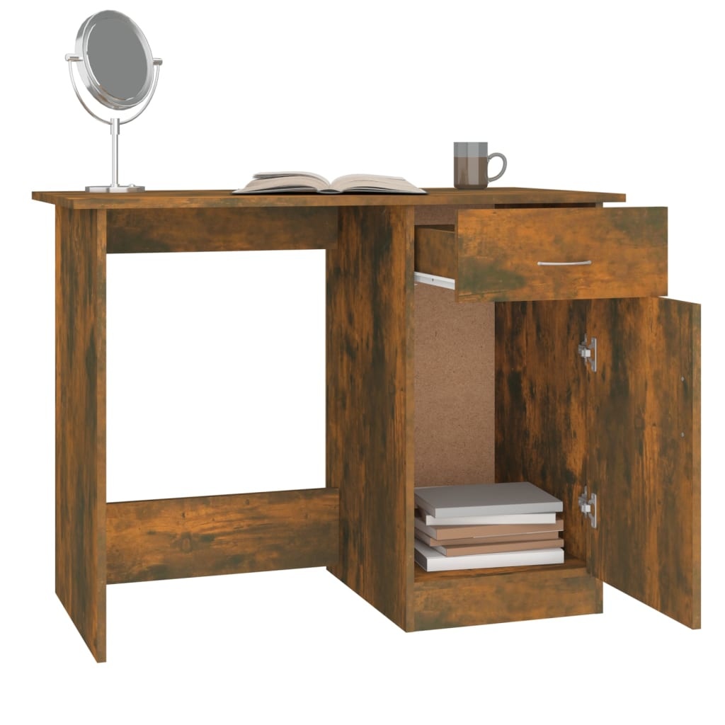 VidaXL Bureau 100x50x76 cm bewerkt hout gerookt eikenkleurig