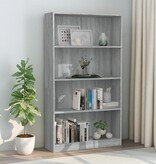 VidaXL Boekenkast met 4 schappen 80x24x142 cm bewerkt hout grijs