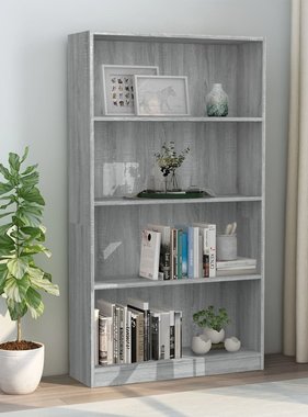 VidaXL Boekenkast met 4 schappen 80x24x142 cm bewerkt hout grijs