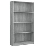 VidaXL Boekenkast met 4 schappen 80x24x142 cm bewerkt hout grijs