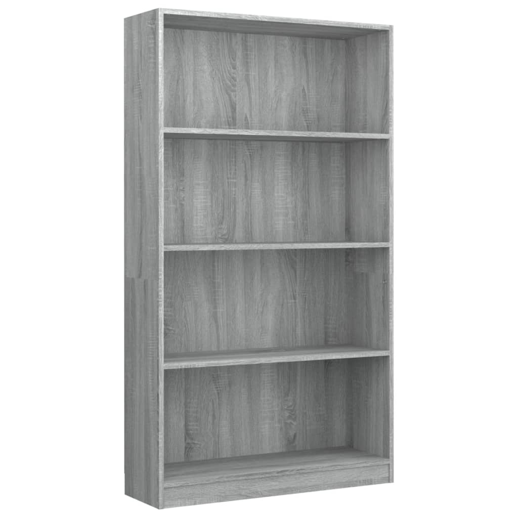 VidaXL Boekenkast met 4 schappen 80x24x142 cm bewerkt hout grijs