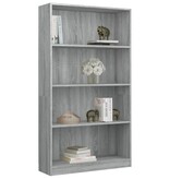 VidaXL Boekenkast met 4 schappen 80x24x142 cm bewerkt hout grijs