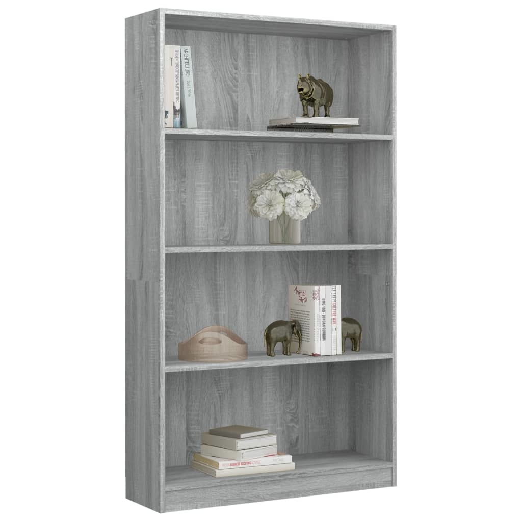 VidaXL Boekenkast met 4 schappen 80x24x142 cm bewerkt hout grijs