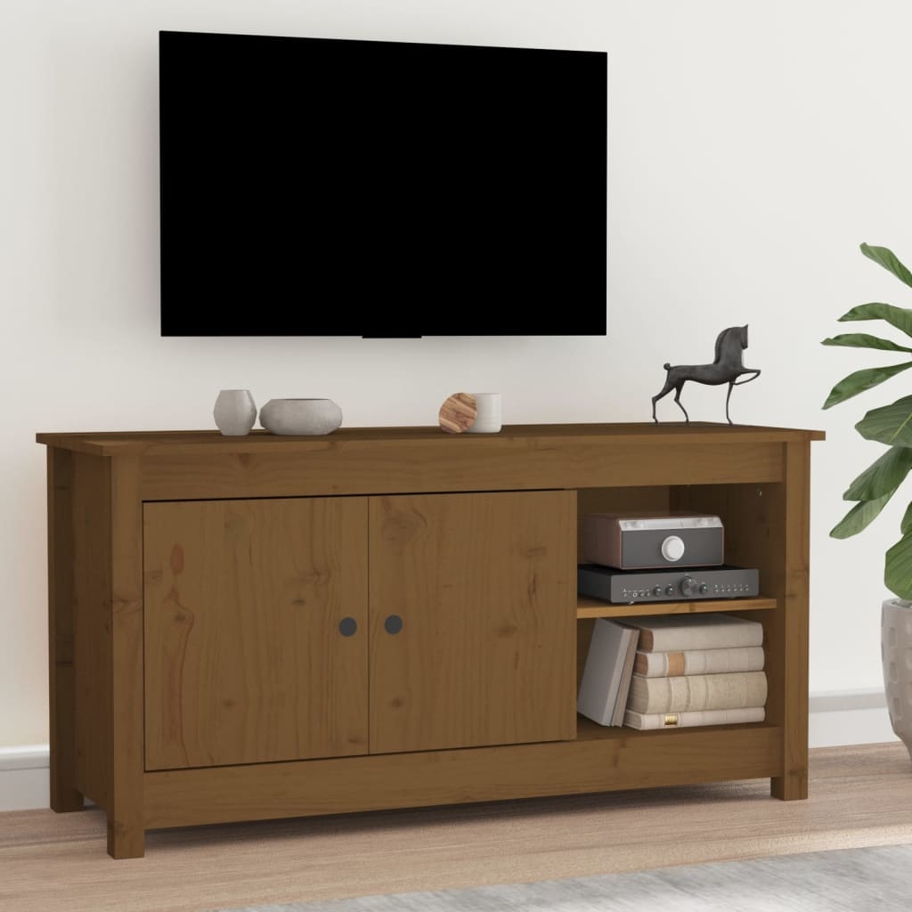 VidaXL Tv-meubel 103x36,5x52 cm massief grenenhout honingbruin