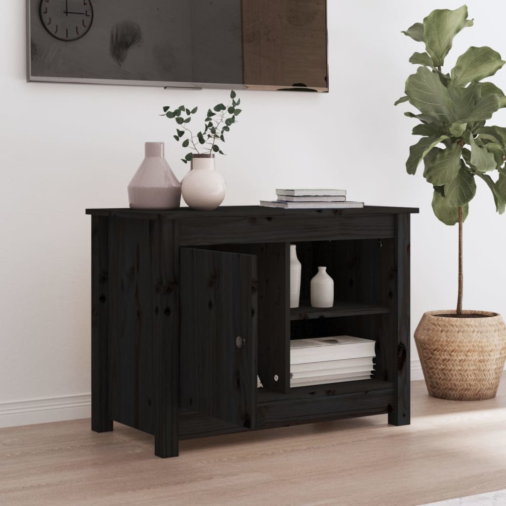 VidaXL Tv-meubel 70x36,5x52 cm massief grenenhout zwart