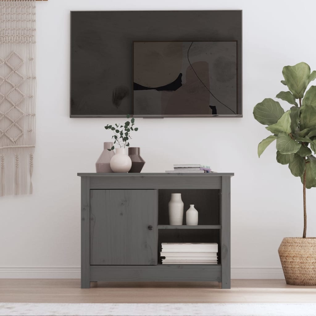 VidaXL Tv-meubel 70x36,5x52 cm massief grenenhout grijs