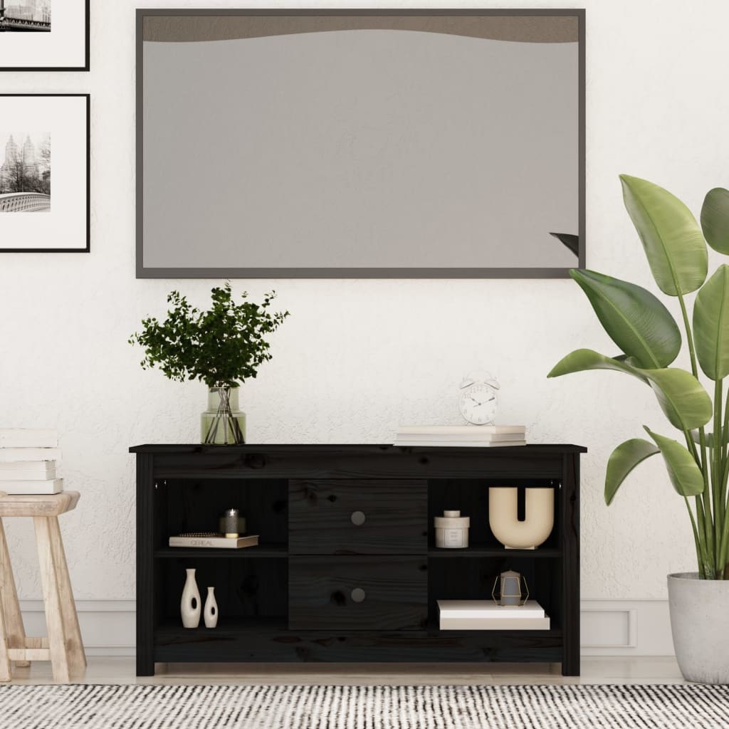 VidaXL Tv-meubel 103x36,5x52 cm massief grenenhout zwart