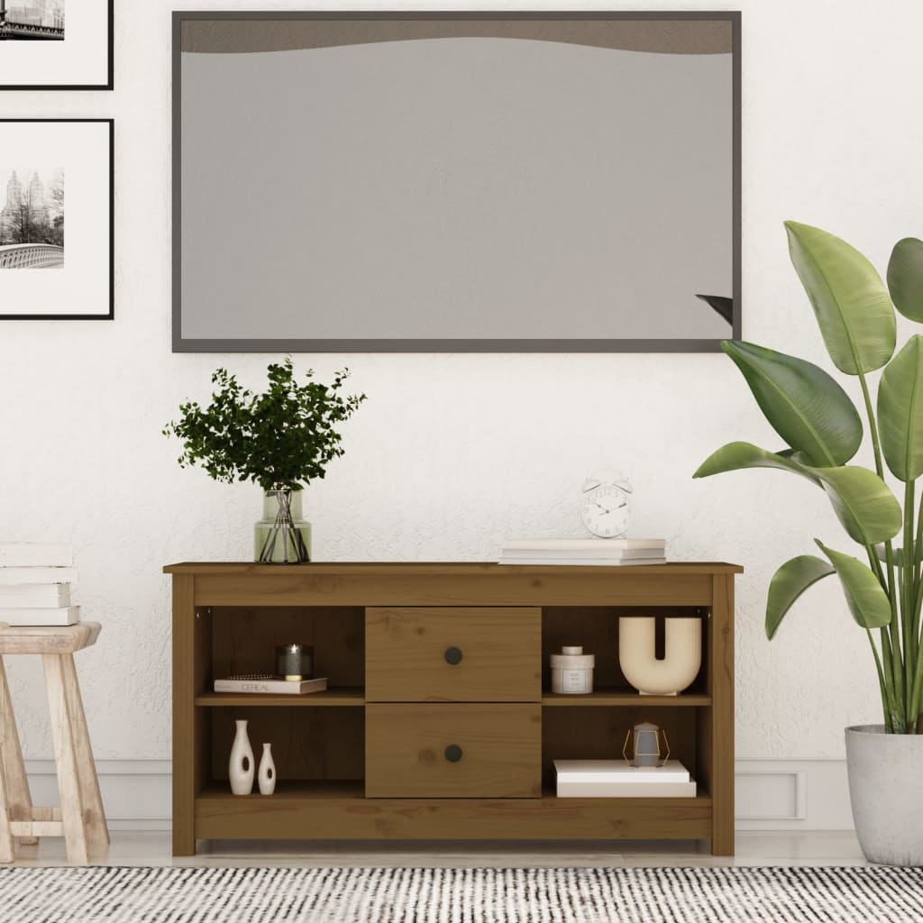 VidaXL Tv-meubel 103x36,5x52 cm massief grenenhout honingbruin