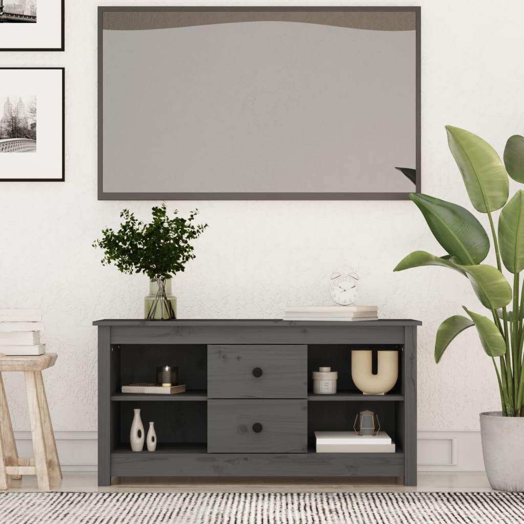 VidaXL Tv-meubel 103x36,5x52 cm massief grenenhout grijs
