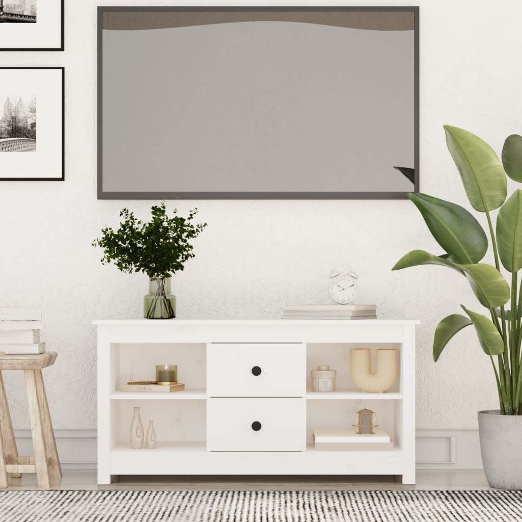 VidaXL Tv-meubel 103x36,5x52 cm massief grenenhout wit