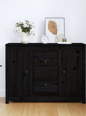 VidaXL Dressoir 100x35x74 cm massief grenenhout zwart
