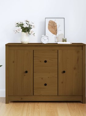 VidaXL Dressoir 100x35x74 cm massief grenenhout honingbruin