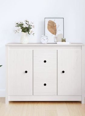 VidaXL Dressoir 100x35x74 cm massief grenenhout wit