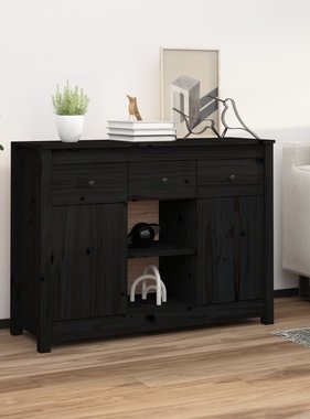 VidaXL Dressoir 100x35x74,5 cm massief grenenhout zwart