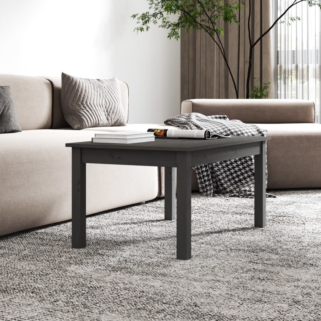 VidaXL Salontafel 80x50x40 cm massief grenenhout grijs