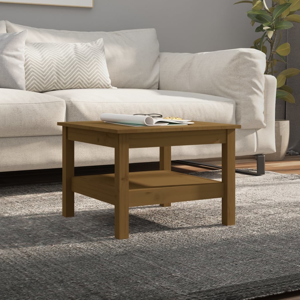 VidaXL Salontafel 55x55x40 cm massief grenenhout honingbruin