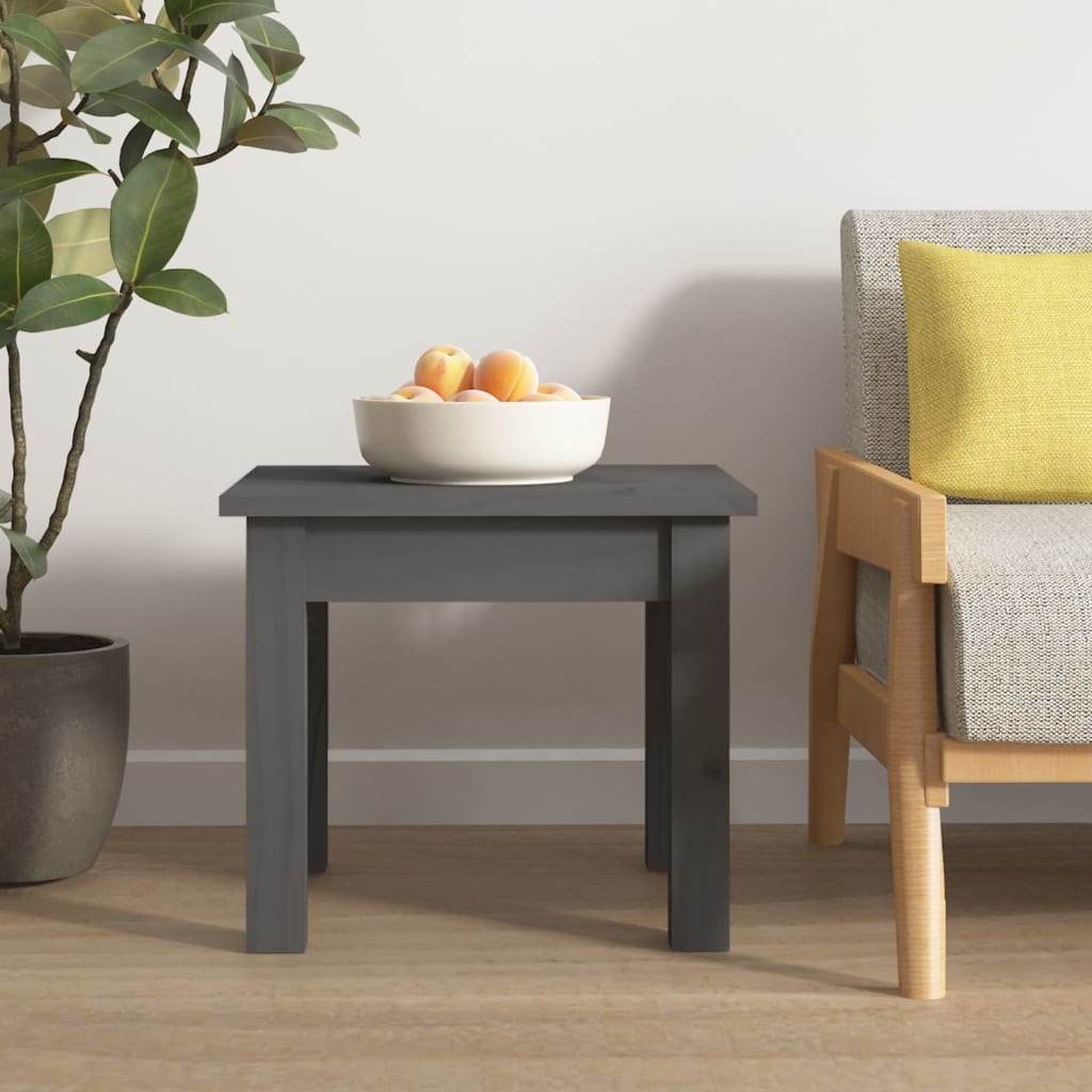VidaXL Salontafel 35x35x30 cm massief grenenhout grijs