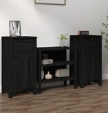 VidaXL Dressoirs 2 st 40x35x80 cm massief grenenhout zwart