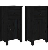 VidaXL Dressoirs 2 st 40x35x80 cm massief grenenhout zwart