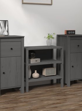VidaXL Dressoirs 2 st 40x35x80 cm massief grenenhout grijs