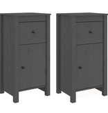 VidaXL Dressoirs 2 st 40x35x80 cm massief grenenhout grijs