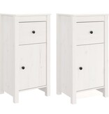 VidaXL Dressoirs 2 st 40x35x80 cm massief grenenhout wit