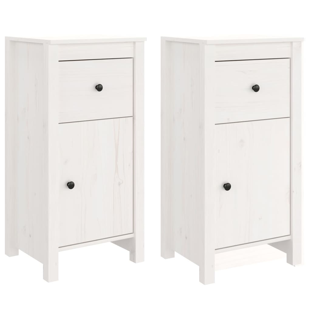 VidaXL Dressoirs 2 st 40x35x80 cm massief grenenhout wit