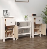 VidaXL Dressoirs 2 st 40x35x80 cm massief grenenhout wit