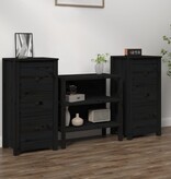 VidaXL Dressoirs 2 st 40x35x80 cm massief grenenhout zwart