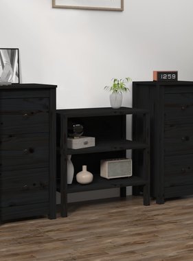 VidaXL Dressoirs 2 st 40x35x80 cm massief grenenhout zwart