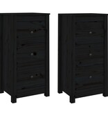 VidaXL Dressoirs 2 st 40x35x80 cm massief grenenhout zwart