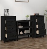 VidaXL Dressoirs 2 st 40x35x80 cm massief grenenhout zwart