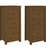 VidaXL Dressoirs 2 st 40x35x80 cm massief grenenhout honingbruin