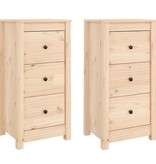 VidaXL Dressoirs 2 st 40x35x80 cm massief grenenhout