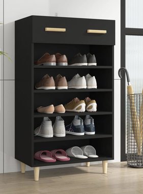 VidaXL Schoenenkast 60x35x105 cm bewerkt hout zwart