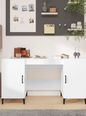 VidaXL Bureau 140x50x75 cm bewerkt hout hoogglans wit