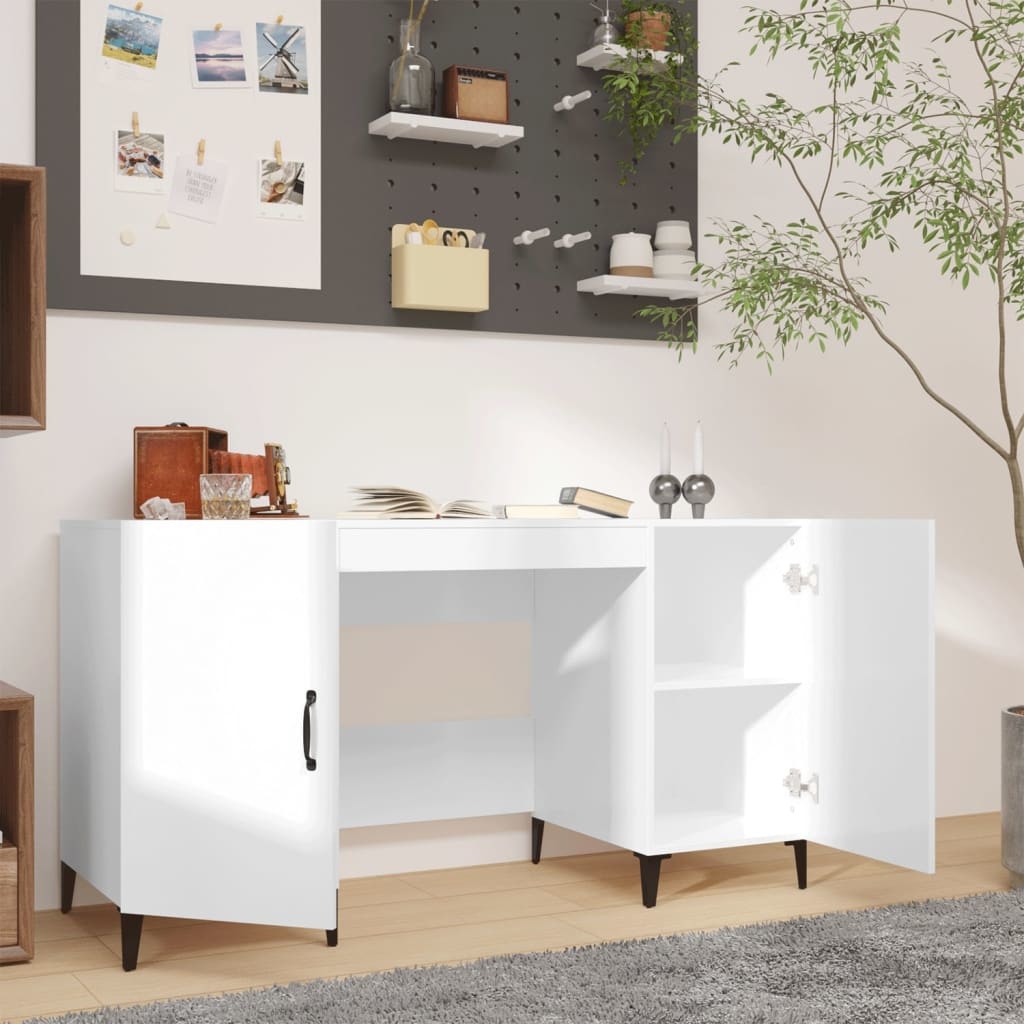 VidaXL Bureau 140x50x75 cm bewerkt hout hoogglans wit