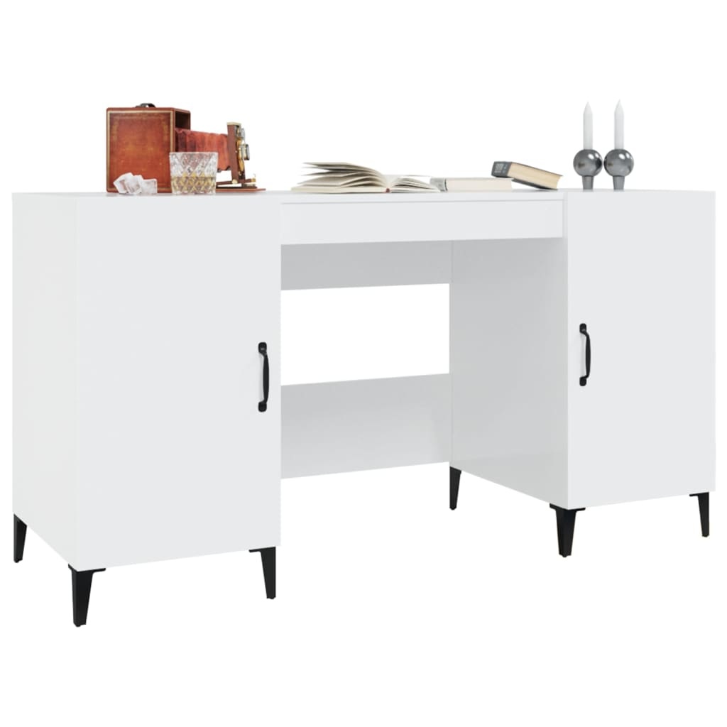 VidaXL Bureau 140x50x75 cm bewerkt hout hoogglans wit