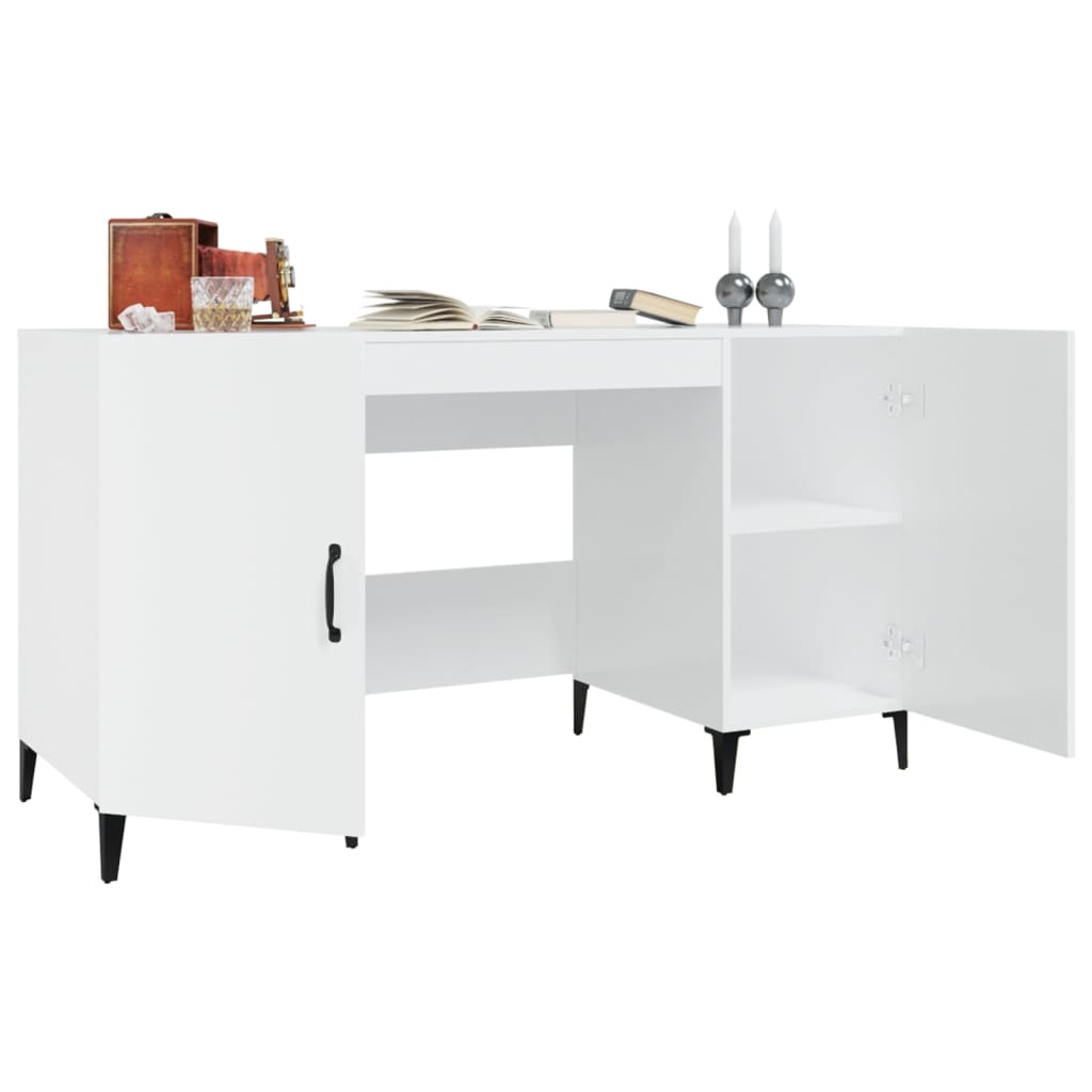 VidaXL Bureau 140x50x75 cm bewerkt hout hoogglans wit