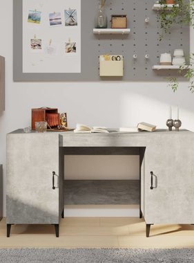 VidaXL Bureau 140x50x75 cm bewerkt hout betongrijs