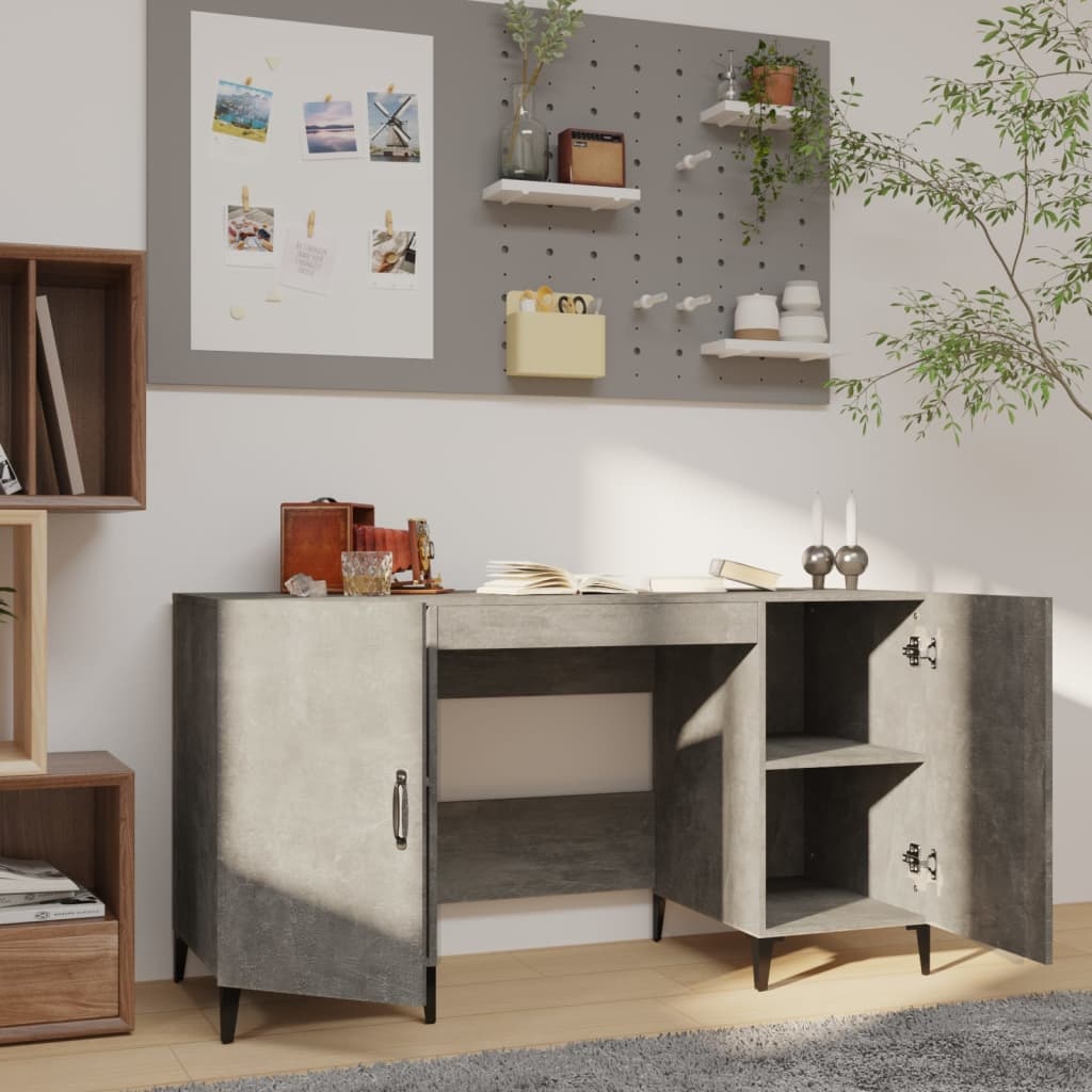 VidaXL Bureau 140x50x75 cm bewerkt hout betongrijs