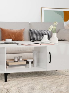 VidaXL Salontafel 90x50x40 cm bewerkt hout hoogglans wit