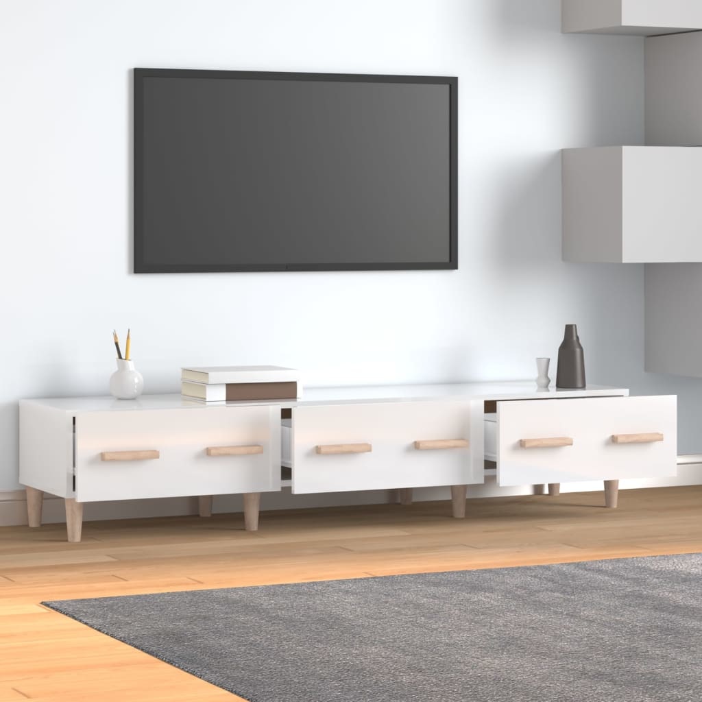 VidaXL Tv-meubel 150x34,5x30 cm bewerkt hout hoogglans wit