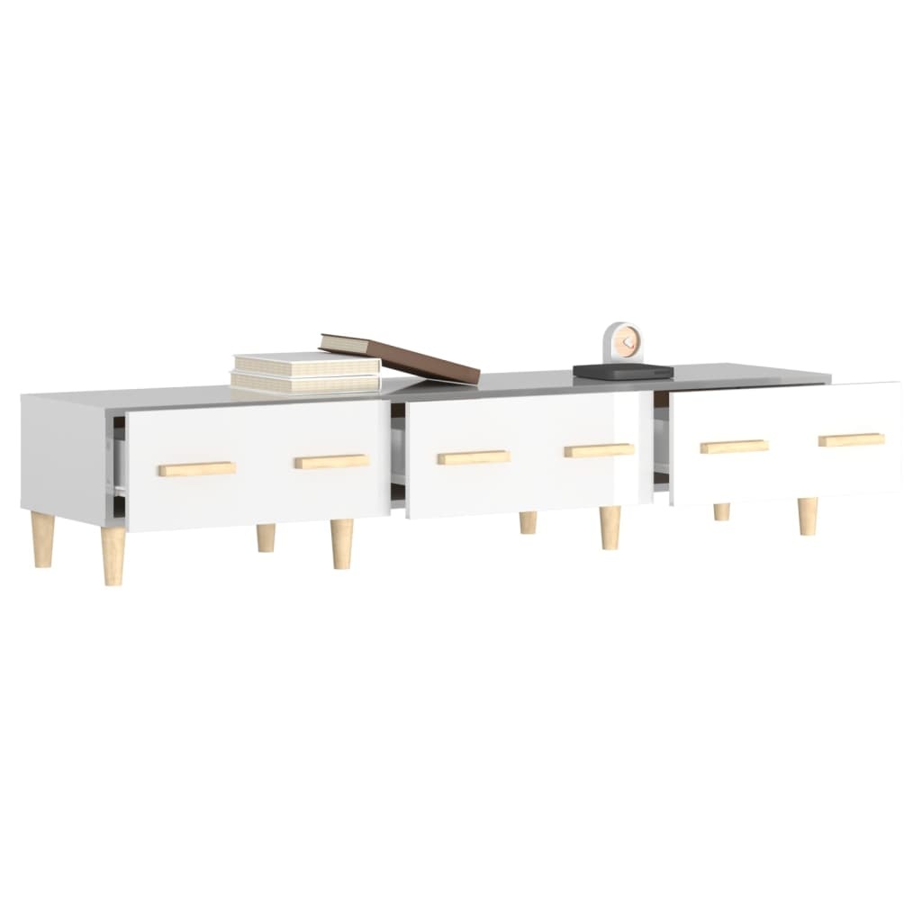 VidaXL Tv-meubel 150x34,5x30 cm bewerkt hout hoogglans wit