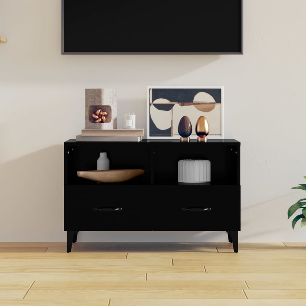 VidaXL Tv-meubel 80x36x50 cm bewerkt hout zwart