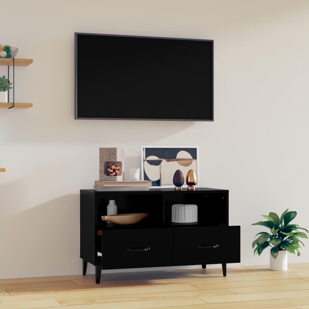 VidaXL Tv-meubel 80x36x50 cm bewerkt hout zwart